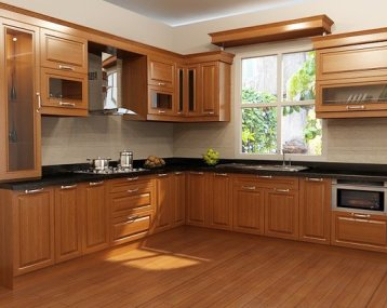 Tủ Bếp Inox Cánh Gỗ Xoan Đào